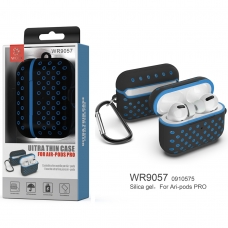 WOOX WR9057 FUNDA DE SILICONA ULTRAFINO CON AGUJEROS PARA AIR-PODS PRO NEGRO+AZUL