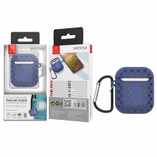 WOOX WR9058 FUNDA PARA AIRPODS DISEÑO AGUJEROS AZUL+NEGRO