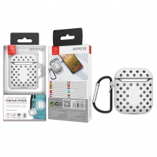 WOOX WR9058 FUNDA PARA AIRPODS DISEÑO AGUJEROS BLANCO+NEGRO