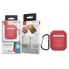 WOOX WR9058 FUNDA PARA AIRPODS DISEÑO AGUJEROS ROJO+NEGRO