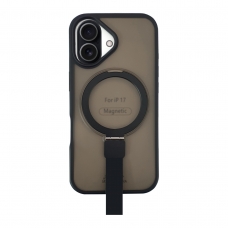 FUNDA MAGNÉTICA DE TACTO SUAVE CON SOPORTE DE ANILLO PARA IPHONE 17 NEGRA