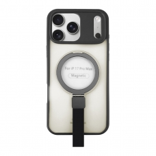 FUNDA MAGNÉTICA DE TACTO SUAVE CON SOPORTE DE ANILLO PARA IPHONE 17 PRO MAX NEGRA