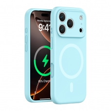 WOOX MX0318 FUNDA PREMIUM MAGNÉTICA DE SILICONA LÍQUIDA PARA IPHONE 17 AZUL CIELO