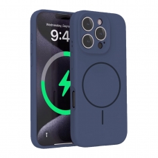 WOOX MX0394 FUNDA MAGNÉTICA DE SILICONA MICROPERFORADA PARA IPHONE 16 PRO AZUL OSCURO