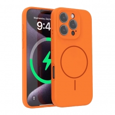 WOOX MX0394 FUNDA MAGNÉTICA DE SILICONA MICROPERFORADA PARA IPHONE 16 PRO NARANJA