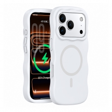 MX0535 FUNDA BLANCA MAGNÉTICA ONDULADA DE SILICONA PARA IPHONE 18 PRO