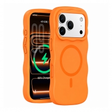 MX0535 FUNDA NARANJA MAGNÉTICA ONDULADA DE SILICONA PARA IPHONE 18 PRO