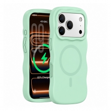 MX0535 FUNDA VERDE MAGNÉTICA ONDULADA DE SILICONA PARA IPHONE 18 PRO
