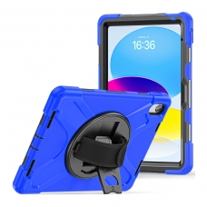 MX0462 FUNDA AZUL ANTIGOLPES 3 EN 1 CON SOPORTE GIRATORIO 360ºY CORREA DE MANO AJUSTABLE PARA IPAD 10TH 2022 10.9"/IPAD 11 2025