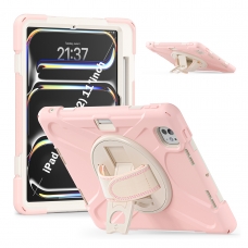 MX0464 FUNDA ROSA ANTIGOLPES 3 EN 1 CON SOPORTE GIRATORIO 360ºY CORREA DE MANO AJUSTABLE PARA IPAD PRO 11 2024/2025
