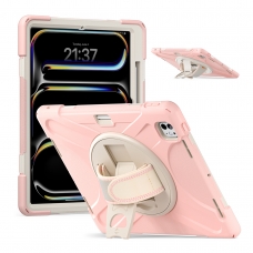MX0466 FUNDA ROSA ANTIGOLPES 3 EN 1 CON SOPORTE GIRATORIO 360ºY CORREA DE MANO AJUSTABLE IPAD PRO 13 2024/2025