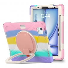 MX0468 FUNDA ROSA IRIDISCENTE ANTIGOLPES 3 EN 1 CON SOPORTE GIRATORIO 360º PARA IPAD AIR 11 2026/2025/2024/PRO 11 2018/2020/2021/2022/AIR 4/5 10.9