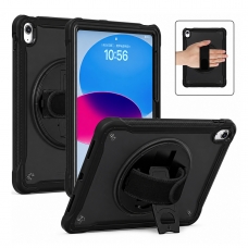 MX0472 FUNDA NEGRA 2 EN 1 CON SOPORTE GIRATORIO 360º Y BANDA DE MANO PARA IPAD 10TH 2022 10.9"/IPAD 11 2025