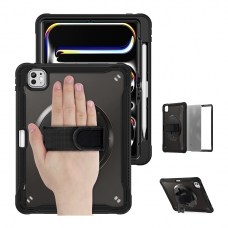 MX0474 FUNDA NEGRA 2 EN 1 CON SOPORTE GIRATORIO 360º Y BANDA DE MANO PARA IPAD PRO 11 2024/2025