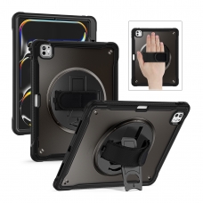 MX0476 FUNDA NEGRA 2 EN 1 CON SOPORTE GIRATORIO 360º Y BANDA DE MANO PARA IPAD PRO 13 2024/2025
