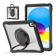 MX0477 FUNDA NEGRA TRANSPARENTE 2 EN 1 CON SOPORTE GIRATORIO 360º PARA IPAD 10TH 2022 10.9"/IPAD 11 2025