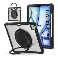 MX0480 FUNDA NEGRA TRANSPARENTE 2 EN 1 CON SOPORTE GIRATORIO 360º PARA IPAD AIR 13 2026/2025/2024/PRO 12.9 2018/2020/2021/2022
