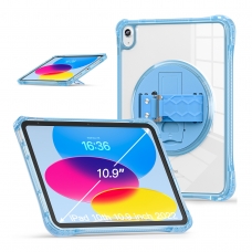 MX0484 FUNDA AZUL CLARO TRANSPARENTE ULTRALIGERA CON SOPORTE 360°Y BANDA DE MANO PROTECCIÓN COMPLETA PARA IPAD 10TH 2022 10.9"/IPAD 11 2025
