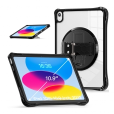 MX0484 FUNDA NEGRA TRANSPARENTE ULTRALIGERA CON SOPORTE 360°Y BANDA DE MANO PROTECCIÓN COMPLETA PARA IPAD 10TH 2022 10.9"/IPAD 11 2025