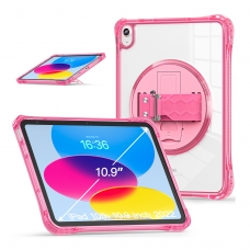 MX0484 FUNDA ROSA TRANSPARENTE ULTRALIGERA CON SOPORTE 360°Y BANDA DE MANO PROTECCIÓN COMPLETA PARA IPAD 10TH 2022 10.9"/IPAD 11 2025