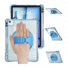 MX0485 FUNDA AZUL CLARO TRANSPARENTE ULTRALIGERA CON SOPORTE 360°Y BANDA DE MANO PROTECCIÓN COMPLETA PARA IPAD AIR 11 2026/2025/2024/PRO 11 2018/2020/2021/2022/AIR 4/5 10.9