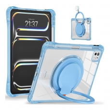 MX0489 FUNDA AZUL TRANSPARENTE ULTRALIGERA CON SOPORTE 360°PROTECCIÓN COMPLETA PARA IPAD PRO 11 2024/2025