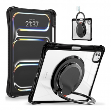 MX0489 FUNDA NEGRA TRANSPARENTE ULTRALIGERA CON SOPORTE 360°PROTECCIÓN COMPLETA PARA IPAD PRO 11 2024/2025