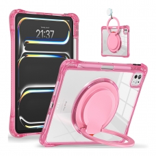 MX0489 FUNDA ROSA TRANSPARENTE ULTRALIGERA CON SOPORTE 360°PROTECCIÓN COMPLETA PARA IPAD PRO 11 2024/2025