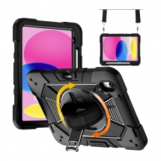 MX0581 FUNDA NEGRA ANTIGOLPE 360°CON CORREA Y BANDOLERA PARA IPAD 10TH 2022 10.9"/IPAD 11 2025