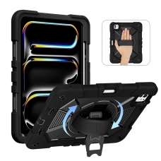 MX0584 FUNDA NEGRA ANTIGOLPE 360°CON CORREA Y BANDOLERA PARA IPAD PRO 11 2024/2025