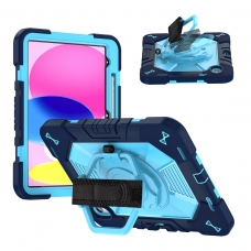 MX0587 FUNDA AZUL ANTIGOLPE CON ASA DE MANO 360°Y BANDOLERA PARA IPAD 10TH 2022 10.9"/IPAD 11 2025
