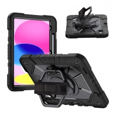 MX0587 FUNDA NEGRA ANTIGOLPE CON ASA DE MANO 360°Y BANDOLERA PARA IPAD 10TH 2022 10.9"/IPAD 11 2025