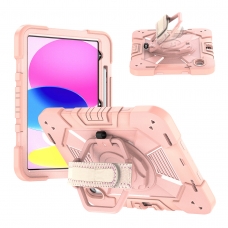 MX0587 FUNDA ORO ROSA ANTIGOLPE CON ASA DE MANO 360°Y BANDOLERA PARA IPAD 10TH 2022 10.9"/IPAD 11 2025