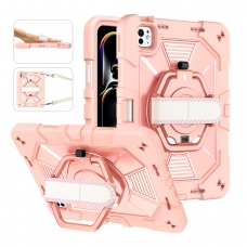 MX0588 FUNDA ORO ROSA ANTIGOLPE CON ASA DE MANO 360°Y BANDOLERA PARA IPAD AIR 11 2026/2025/2024/PRO 11 2018/2020/2021/2022/AIR 4/5 10.9