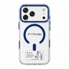 MX0546 FUNDA AZUL+TRANSPARENTE MAGNÉTICA ANTIGOLPE PARA IPHONE 18 PRO