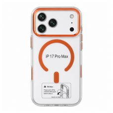 MX0546 FUNDA NARANJA+TRANSPARENTE MAGNÉTICA ANTIGOLPE PARA IPHONE 18 PRO