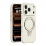WOOX MX0329 FUNDA PREMIUM DE SILICONA LÍQUIDA CON SOPORTE ANILLO 360º PARA IPHONE 17 PRO MAX BLANCA
