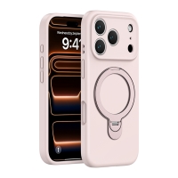 WOOX MX0329 FUNDA PREMIUM DE SILICONA LÍQUIDA CON SOPORTE ANILLO 360º PARA IPHONE 17 PRO MAX ROSA