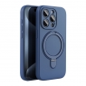 WOOX MX0352 FUNDA DE SILICONA CON SOPORTE ANILLO PARA IPHONE 15 PRO MAX AZUL OSCURO