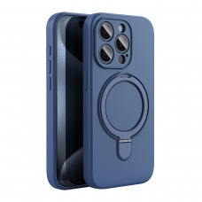 WOOX MX0354 FUNDA DE SILICONA CON SOPORTE ANILLO PARA IPHONE 16 PRO AZUL OSCURO