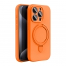 WOOX MX0360 FUNDA DE SILICONA CON SOPORTE ANILLO PARA IPHONE 17 PRO MAX NARANJA