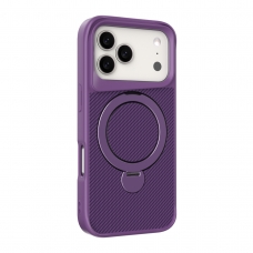 WOOX MX0404 FUNDA DE FIBRA DE CARBONO CON SOPORTE ANILLO 360° PARA IPHONE 17 AIR MORADA