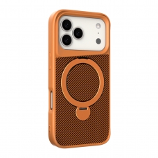 WOOX MX0404 FUNDA DE FIBRA DE CARBONO CON SOPORTE ANILLO 360° PARA IPHONE 17 AIR NARANJA