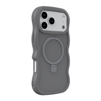 WOOX MX0413 FUNDA ONDULADA CON SOPORTE ANILLO PARA IPHONE 17 PRO MAX GRIS