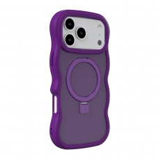 WOOX MX0410 FUNDA ONDULADA CON SOPORTE ANILLO PARA IPHONE 17 MORADA