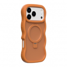 WOOX MX0410 FUNDA ONDULADA CON SOPORTE ANILLO PARA IPHONE 17 NARANJA