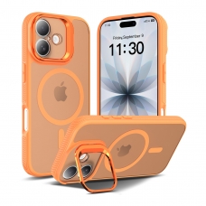 MX0530 FUNDA NARANJA MAGNÉTICA CON MARCO DE CÁMARA SOPORTE 2 EN 1 ANTIGOLPE TPU+PC PARA IPHONE 17