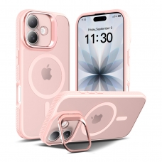 MX0530 FUNDA ROSA MAGNÉTICA CON MARCO DE CÁMARA SOPORTE 2 EN 1 ANTIGOLPE TPU+PC PARA IPHONE 17
