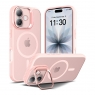 MX0530 FUNDA ROSA MAGNÉTICA CON MARCO DE CÁMARA SOPORTE 2 EN 1 ANTIGOLPE TPU+PC PARA IPHONE 17