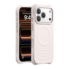 WOOX MX0322 FUNDA PREMIUM MAGNÉTICA DE SILICONA LÍQUIDA PARA IPHONE 17 CREMA
